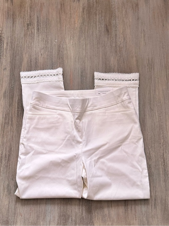 Chico's Pants - Chico's Women’s White Slimming Brigitte Slim Leg with Lace Trim Pants